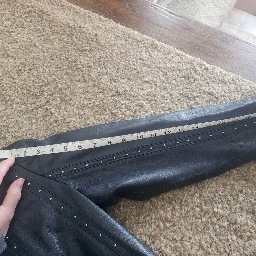 Chic Navy Blue, Gamolin Of Barcelona Vintage Leather Studded Women's Trench Coat - Picture 16 of 16